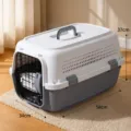 Portable pet carrier crate for dogs and cats, durable plastic travel cage for safe transport. - Consignment Style / Size L (Within 10kg) / Elegant Grey