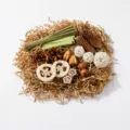 Parrot chewing toy set, natural pinecones and grass for bird cage, 11 pieces kit. - Advanced Play - Happy Set [11-Piece Beak Grinding Set]