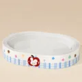 Large oval corrugated cat scratcher board with cute apple bunny design, durable pet lounge. - Oval Super Jumbo / Red