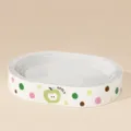 Extra large round cat scratching bowl with green apple pattern, durable cardboard cat scratcher bed. - Oval Extra Large / Green
