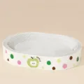 Oval cat scratcher bowl with green apple pattern, wear-resistant corrugated cardboard. - Oval Super Jumbo / Green