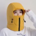 Capucha de invierno impermeable de algodón plumón, cortavientos y térmica para ciclismo y deporte. - Amarillo