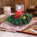 Christmas 3D pop up greeting card holiday gift candle wreath paper carving detail view. - Christmas Candle (YD-HK003)