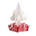 Detailed close-up of 3D pop-up Christmas tree greeting card with hollow paper gift base. - Snowflake Tree(YD-HK005)