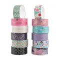 Set of gold foil washi tapes, decorative adhesive masking tape for journaling, 15mm wide. - Geometric (YD-DS033)