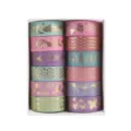 Kleurrijke goudfolie washi tape set decoratieve stickers voor dagboek knutselen hobby. - Licht Verzamelen