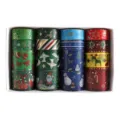 Close-up detail van kerstthema vergulde washi tape rollen set, feestelijk patroon. - 16 Rollen/Pakket / Kerst serie IV 16 rollen goudfolie tape