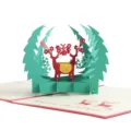 Detailed view of 3D pop up Christmas greeting card laser cut paper deer tree holiday gift card - Christmas Deer(YD-HK007)