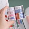 Detail view of a washi tape set featuring daily planner and calendar decorative masking tapes. - Timeline Style C