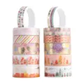Decorative washi tape set detail view featuring colorful foil stamping patterns for journaling. - Floral Series (YD-DS016)