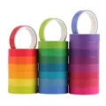 Colorful washi tape rolls detailed view, rainbow decorative masking tape for DIY crafts and planning. - YD-DS005 [0.9cm Rainbow 24 Colors]