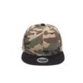 Gorra de béisbol snapback de camuflaje para hombres y mujeres, estilo hip hop plano. - Ajustable / Camuflaje con Visera Negra