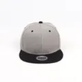 Gorra de béisbol con ala plana gris y negra lisa, gorra snapback de hip hop elegante para diario. - Ajustable / Visera Negra Frontal Gris