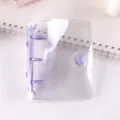 Mini funda transparente para cuaderno de anillas con anillas metálicas moradas y cierre de botón - Púrpura