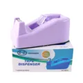 Macaron color small tape dispenser cutter, cute desktop sticky tape holder for school stationery. - Purple