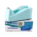 Macaron color desktop tape dispenser plastic small tape cutter for office and student supplies. - Lake Blue