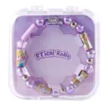 Kids DIY sticker bracelet toy with purple beads and cute cartoon charms in a clear storage box. - Princess Diary - Bracelet Box Set (English Version)