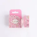 Pink gold foil washi tape set for journaling and DIY crafts with traditional floral pattern. - Pink