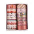 Decoratieve goudfolie washi tape set voor dagboek, scrapbooking en doe-het-zelf knutselprojecten. - 12 rollen per doos