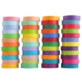 Colorful washi tape detail view, vibrant masking tape rolls stacked neatly for journaling crafts. - YD-DS006 【0.9cm * 48 Colors】