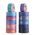 Starry sky washi tape set, gold foil decorative masking tape rolls for journal DIY crafting. - Starry Sky Hot Stamping