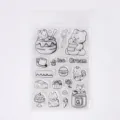 Transparent PVC clear stamps set with cute cartoon bear and cake patterns for DIY journals. - Animal Alliance - Ice Cream