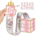 Caja sorpresa de dinero para cumpleanos set de regalo con adorno de tarta numeros - Rosa
