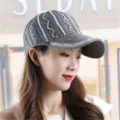 Femme ete strass faits a la main tricot creux casquette de baseball mode chapeau de soleil - Perle Gris