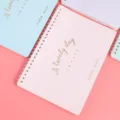 A5 spiral notebook with gold stamping cover, lovely design journal for daily writing and DIY. - Pink