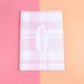 Pink plaid spiral notebook A4 aesthetic stationery planner binder student cute journal book - Pink