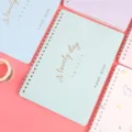 A5 spiral notebook with gold foil text, cute pastel planner and release book for journaling. - Green
