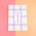 A4 spiral release book for washi tape and journal material storage with plaid cover. - Lavender