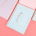 A5 spiral notebook with gold foil lettering, cute planner diary for daily notes and DIY crafts. - Blue