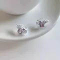 Koreanischer Stil quadratische Kristall Perlen Ohrringe Detailansicht, elegante Schmuck. - Lila