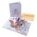 Carte de vœux 3D papillon et fleurs pour anniversaire, fête des mères, cadeaux de fête. - Papillon Bleu Doré à Chaud