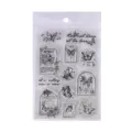 Vintage transparent PVC clear stamp sticker set with butterfly floral designs for journal - Butterfly
