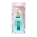 Macaron small stationery tape dispenser with cute grid packaging, blue color desktop cutter tool. - Lake Blue