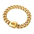 23mm heavy duty gold stainless steel cuban link pet dog collar chain with lock buckle - 16 inch/41cm / Gold
