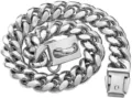 Stainless steel Cuban link dog collar, 14mm heavy duty pet chain with secure upgraded buckle. - 14 Inch / 35cm / Steel