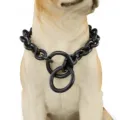 Durable 15mm stainless steel pet dog chain collar, heavy metal O-chain and P-chain for training. - 10 Inches / 25cm / Black