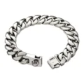 Heavy duty stainless steel cuban link dog collar detail showing secure locking clasp mechanism. - 28 Inches / 70cm / Steel