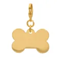Gold tone stainless steel bone shaped pet ID tag pendant with lobster clasp and jump ring. - L / Gold