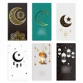 Sobres de dinero festivos para celebración de Ramadan Eid, embalaje de regalo verde y negro. - Estilo S1018 (Luna de Oro Negro Blanco Verde) / 6 Piezas/Paquete