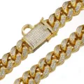 collana per cani catena cubana in strass dorati 18mm pesante ottone metallo dettaglio - 18 mm 16 pollici / 40 cm / Oro