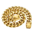 Durable 14mm gold cuban chain dog collar with secure lock design for large pets and dogs. - 14 Inch / 35cm / Gold