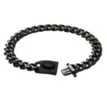Heavy duty black metal cuban link dog collar, durable titanium steel pet chain for training. - 10 inch/25.4cm / Black