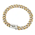 Detailed close-up of a 19mm dual-tone gold and silver stainless steel pet dog chain collar. - 12 inch/30.5cm / Two-Tone (Clasp Style)