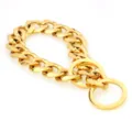 Gold 19mm heavy titanium steel cuban link dog chain collar, durable metal pet necklace closeup. - 12 Inch / Gold