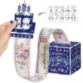 Caja sorpresa de extracción de dinero de cumpleaños con caja de regalo bolsas y tarjetas para fiesta. - Azul