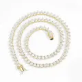Gold heart-shaped cubic zirconia tennis necklace detail, sparkling crystal jewelry for women. - 8 inches (20.3cm) / Gold